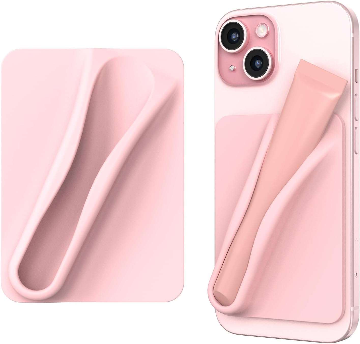 JDIRECT Lip Balm Holder for Phone, Strong 3M Adhesive Stick-On, Silky Silicone, Easy Grip, Compatable with iPhone & Android (Pink) 1