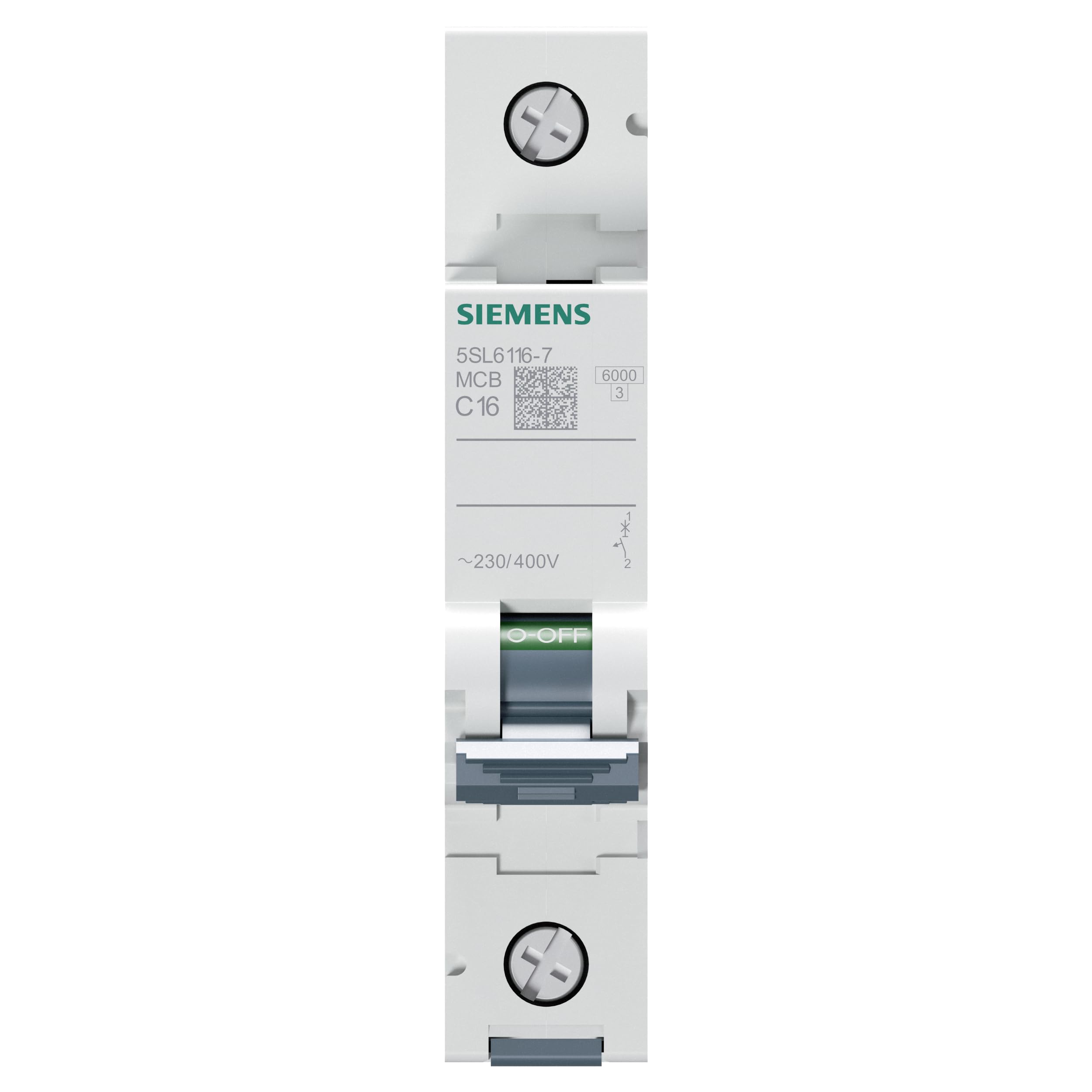 Siemens 16A 1 Pole Miniature Circuit Breaker (5SL61167RC, White) 2