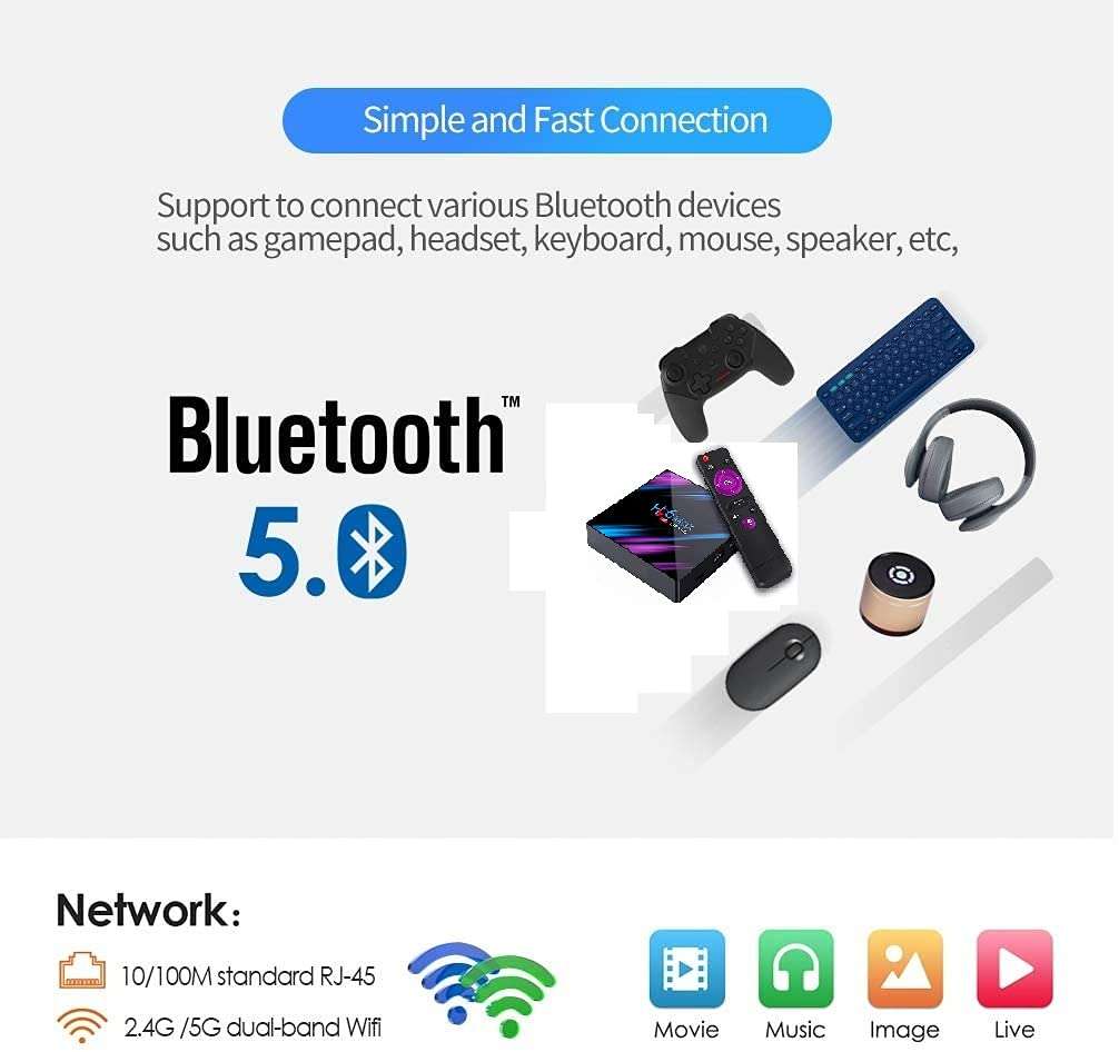 MANYCAST® 4 GB RAM 32 GB ROM Mini PC Box with OS Android 10.0, Bluetooth 4.2,4K Support,Dual Band WiFi 2.4/5 Ghz 2