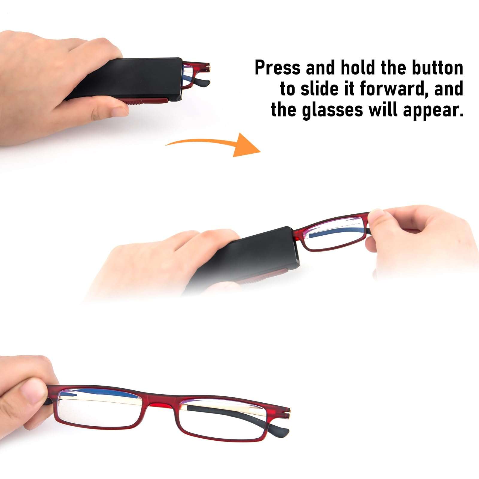 REAVEE Folding Reading Glasses for Men Women Ultra Thin Blue Light Blocking Anti UV/Eyestrain Computer TR90 Slim Foldable Portable Readers with Compact Flat Case, Red +3.5 2