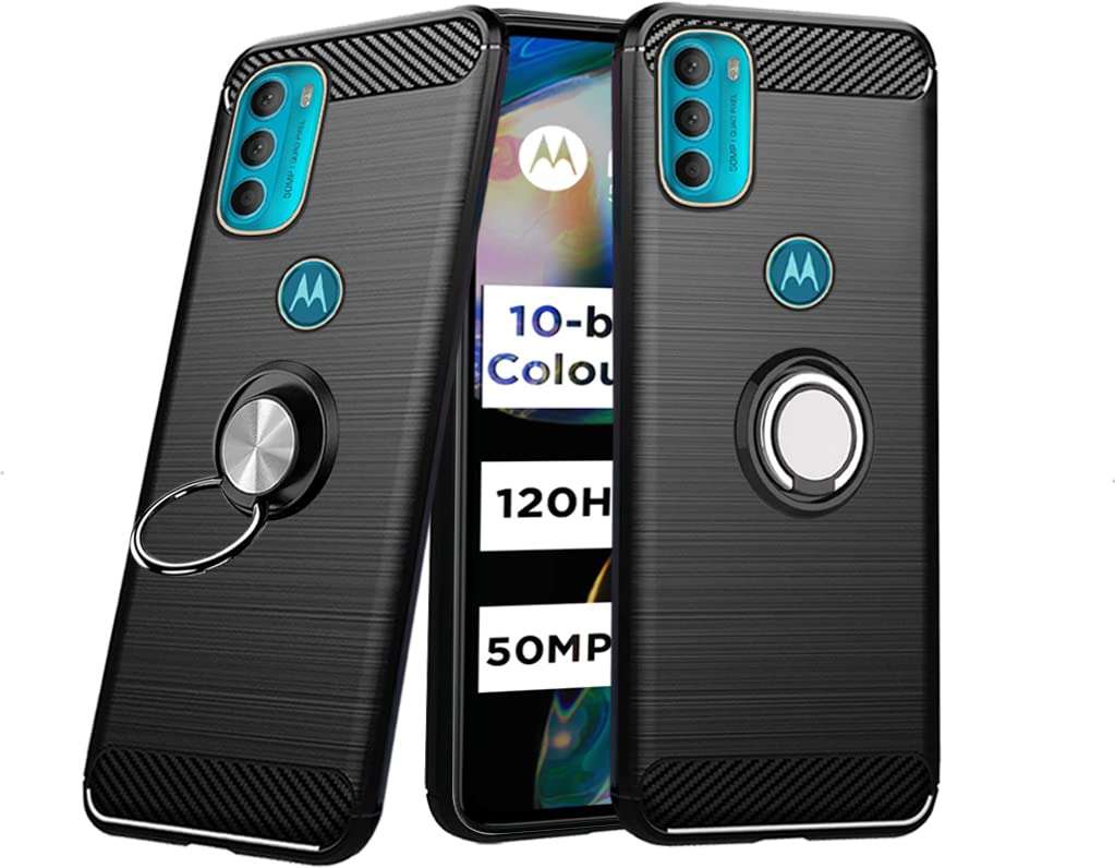 Unistuff Back Case Cover for Motorola Moto G82 5G | Ring Stand | Premium Finish | Camera Protection - Night Black, 76861 1