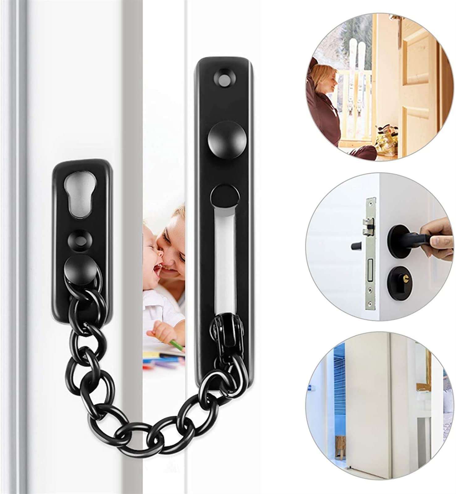 Door Chain Lock,Chain Safe Buckle,Latch Safety Limiter,Door Chain Home Hotel Door Bolt Anti-Theft Door Security Chain Door Lock Anti-Theft Buckle Door Latch Lock 3