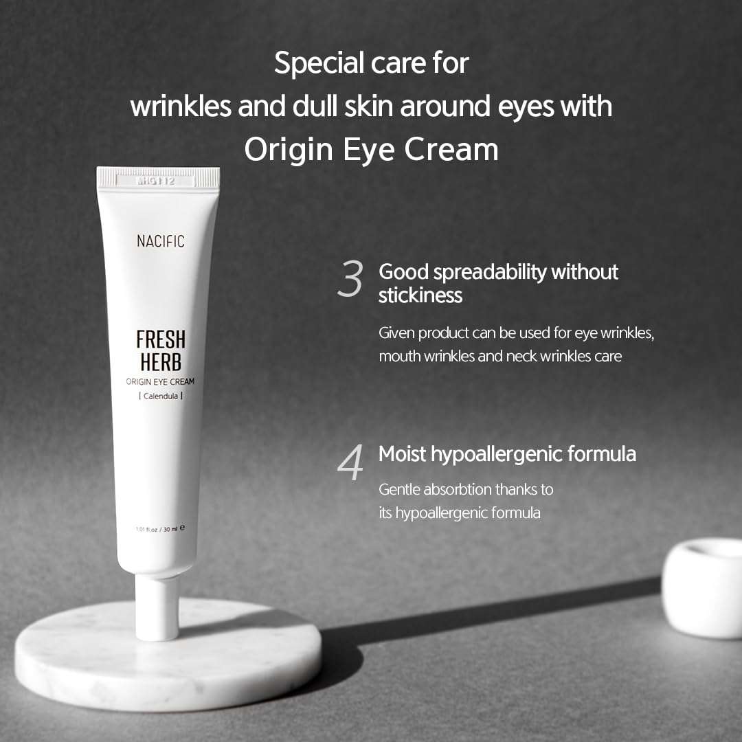 NACIFIC Fresh Herb Origin Eye Cream 1.01fl.oz 30ml for Wrinkles, Dark Circles & Puffiness – Hypoallergenic Korean Skincare with Niacinamide – Moisturizing & Brightening Eye, Mouth & Neck Cream 4