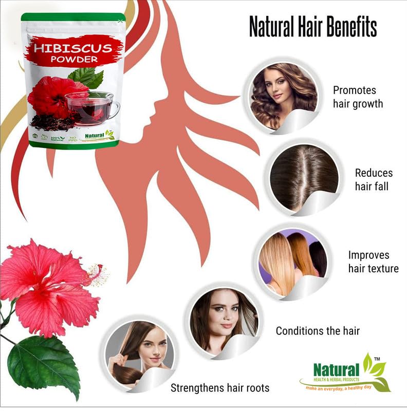 Natural Health & Herbal Products Hibiscus Powder for Face Pack/Skin Glow/Skin Whitening/Juice/Pure/Organic/Herbal/Edible/Rosa Sinensis/Shoeblackplant/Tea/Drinking/Eating/Herbal Hair Growth - 100G 5