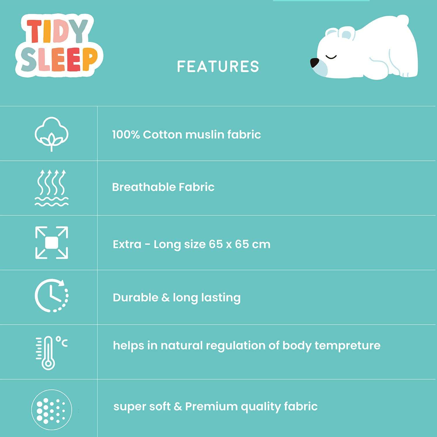 Tidy sleep Muslin cotton Baby Square Cloth Nappy for baby| Reuseable washable nappy (0-12 months) 5