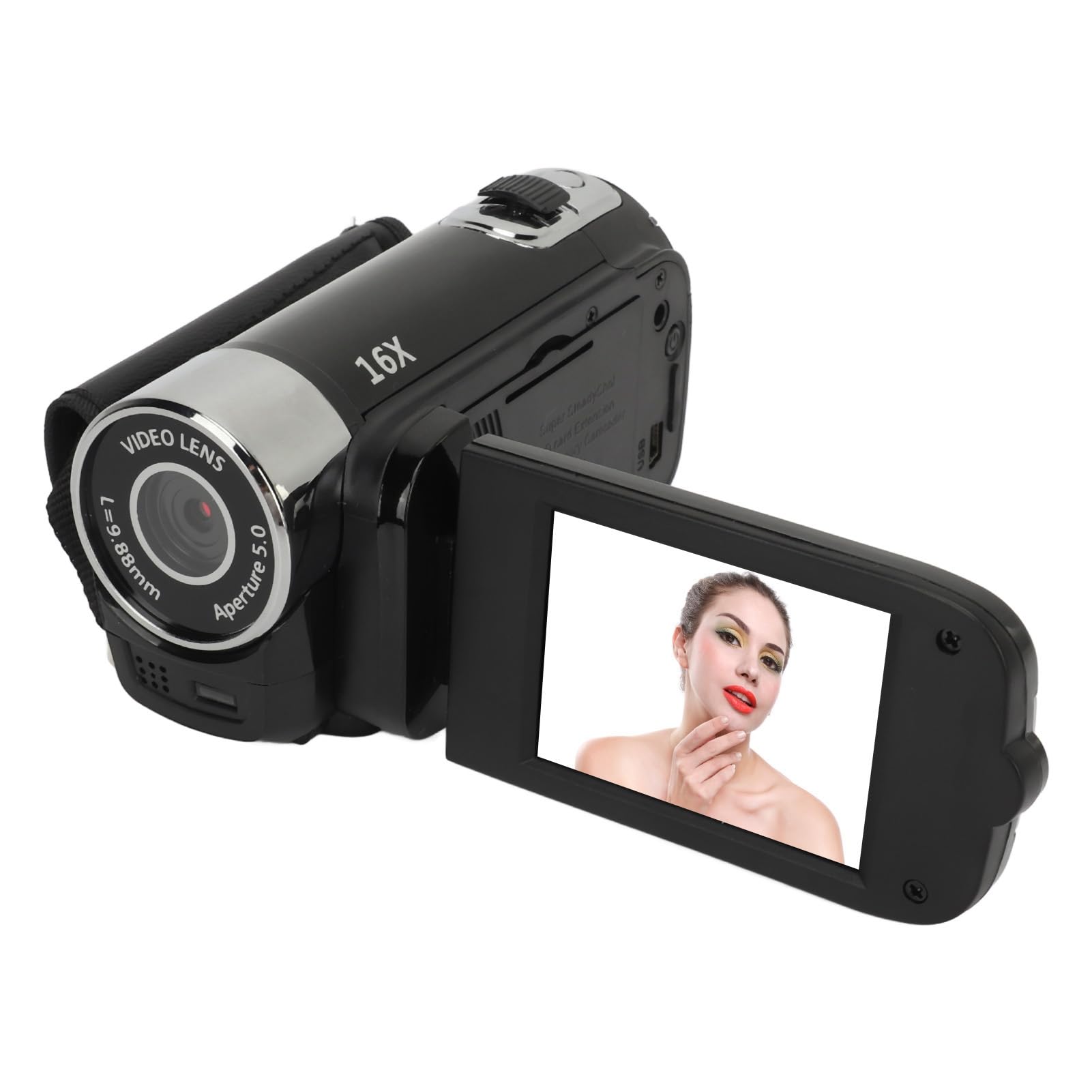 16MP Digital Video Camera, 1080P Resolution, 16X Zoom, 2.4 Inch Screen, with Fill Light, USB Connectable, Support External Mic and Tripod (Black) 1