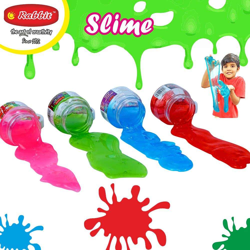 Rabbit Sparkle Metallic Slime 100g + Crystal Slime 100g + Neon Mud Slime 100g Combo of 4 for Kids|Slime for Kids|Slime|Child Safe Slime Set|Play Slime for Kids Boys Girls|Slime|Age 3+ 3