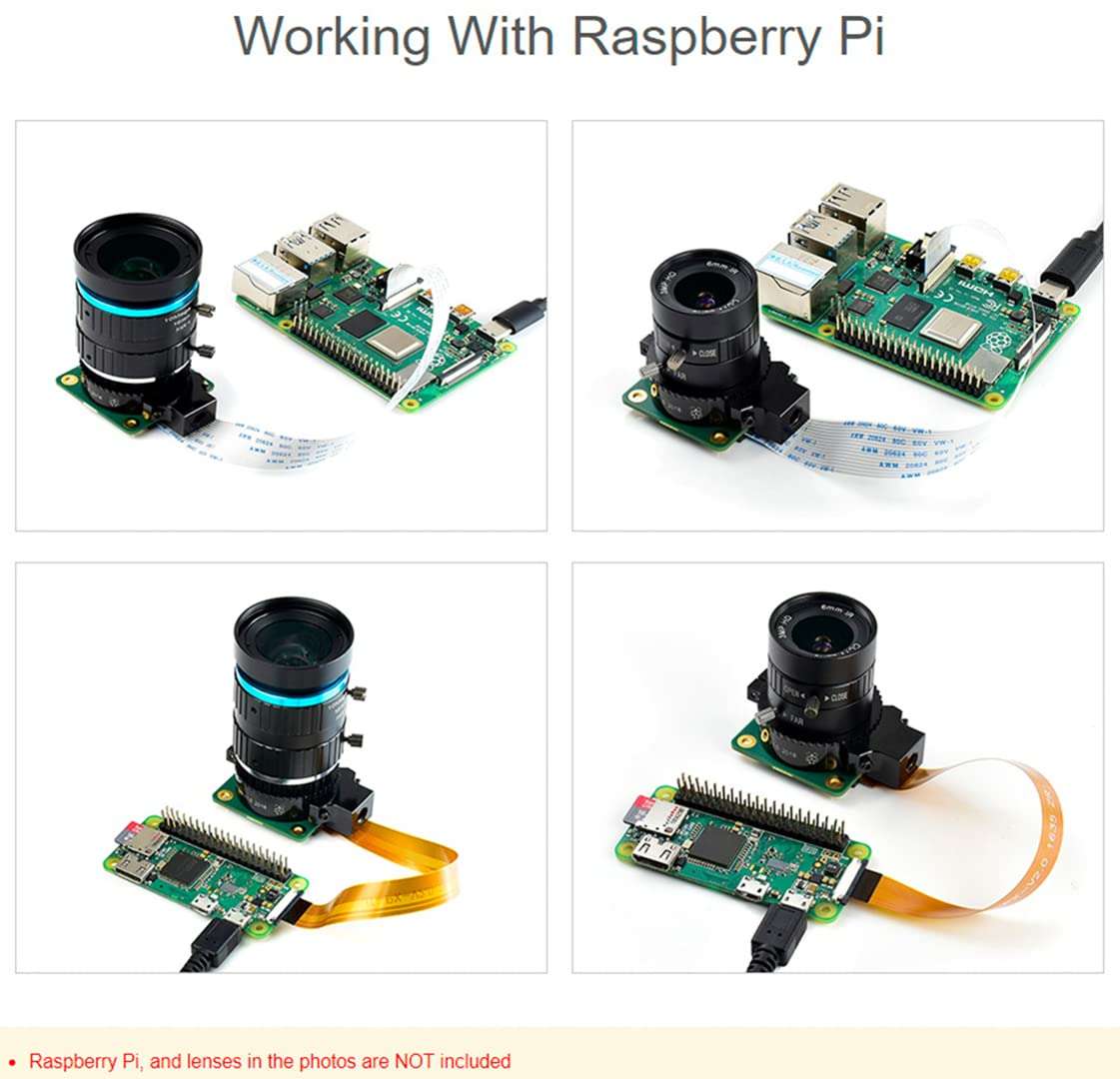 Raspberry Pi HQ Camera Module with Case for Raspberry Pi 4B/3B+/3B/2B/A+/Zero/W/Zero WH,12.3MP IMX477 Sensor Support C- and CS-Mount Lenses, Alternative for Raspberry Pi Camera Module V2 (8 Items) 3