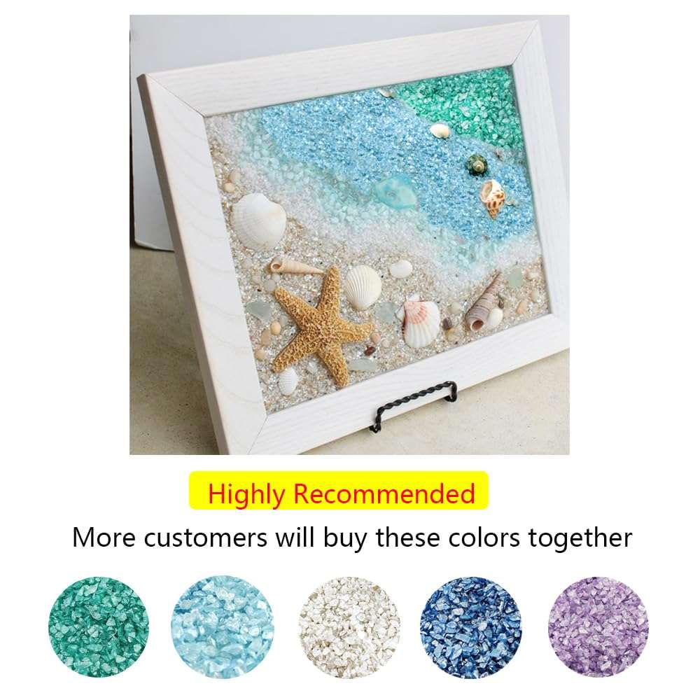1.35 LB Crushed Glass,Epoxy Resin Art Broken Pieces,Terrarium Succulent Gravel Planter Soil Cover Gravel,also Air Plant Mini Rock,Crafts Projecting,Vase Filler,Candle Holder Decor,Pacific Blue 3