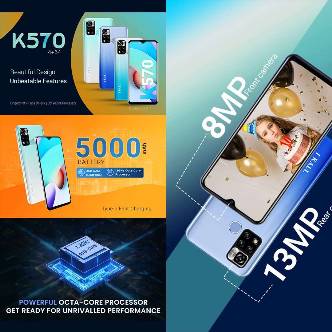 IKALL K570 Smartphone (6.53 Inch HD+ Display, 4GB, 64GB) (4G Volte) (Jude Green) 3