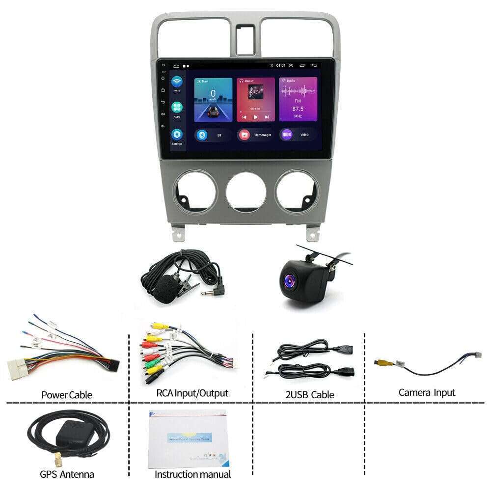 EWLSAC Android 13.0 Car Stereo Double Din for Subaru Forester 2002-2008 9 Inch HD Touch Screen Car Audio Multimedia Receiver with Carplay Android Auto GPS Radio Navigation Bluetooth Camera(2G+32G) 2