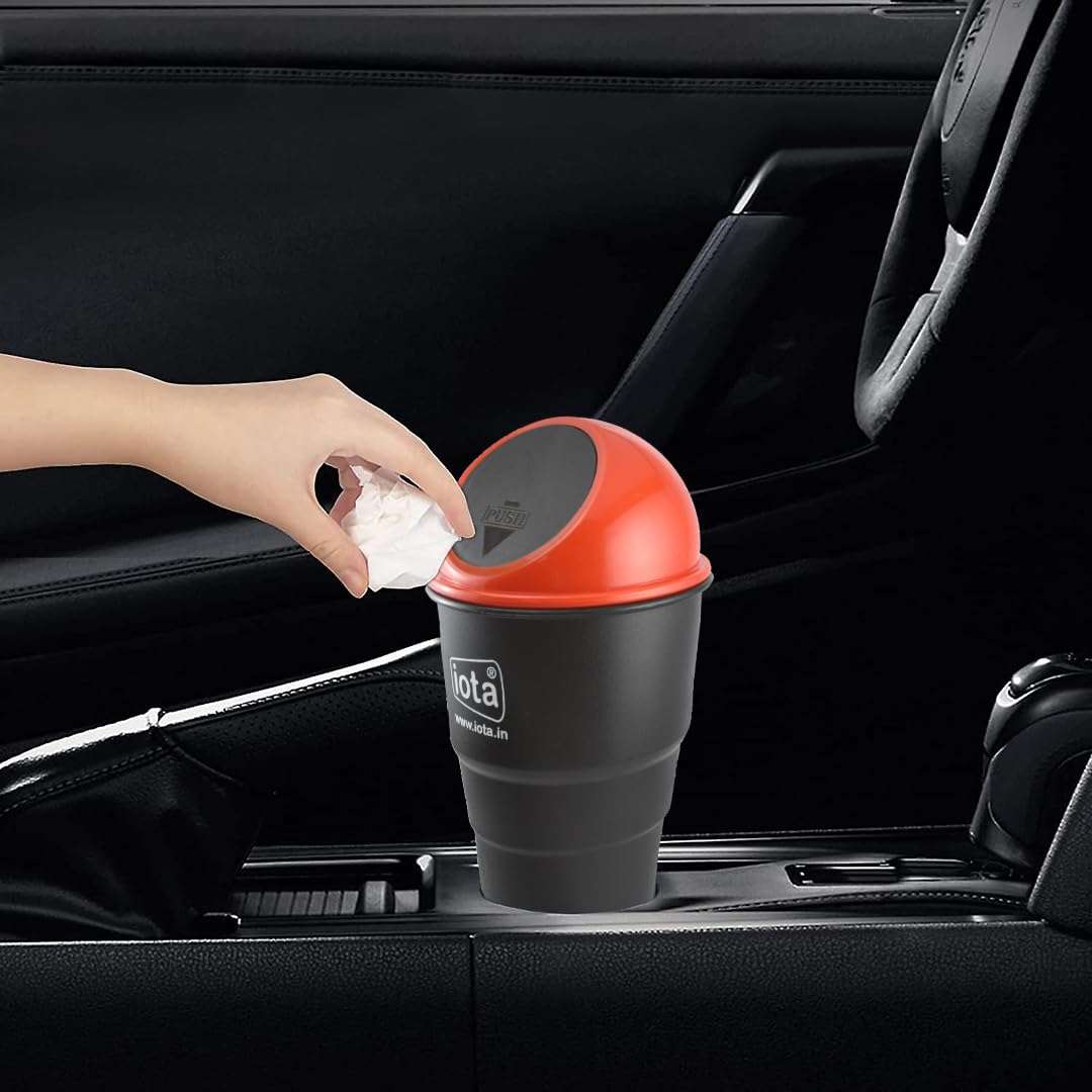 iota Mini Car Trash Bin Can Holder Dustbin (Red)(Pack of 6) made with virgin abs plastic 5