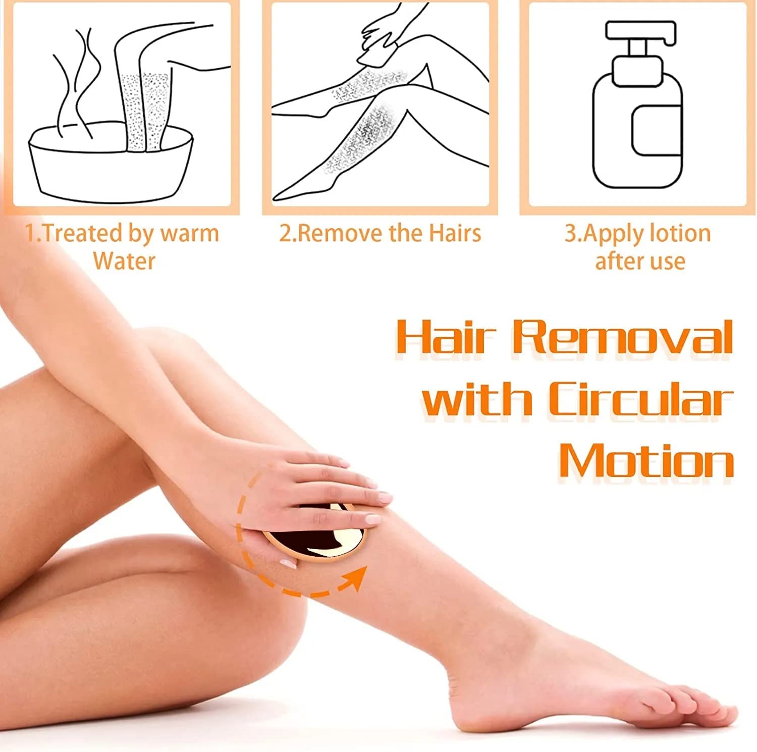 BELVACOR Crystal Hair Eraser for Women and Men, Reusable Crystal Hair Remover Device Magic Painless Exfoliation Hair Removal Tool, Magic Hair Eraser for Back Arms Legs(Gold) 6