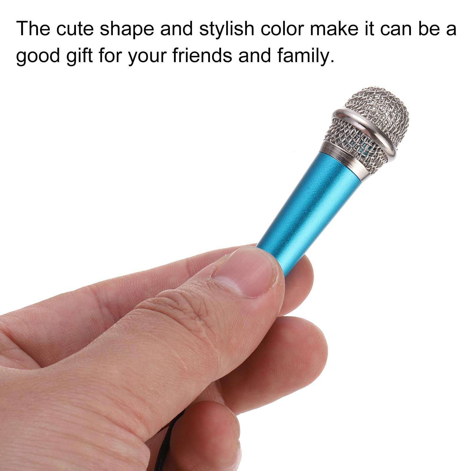 MECCANIXITY 2Pcs Mini Microphone Portable Vocal Microphone for Voice Recording and Singing with Cover,Silver & Blue 5