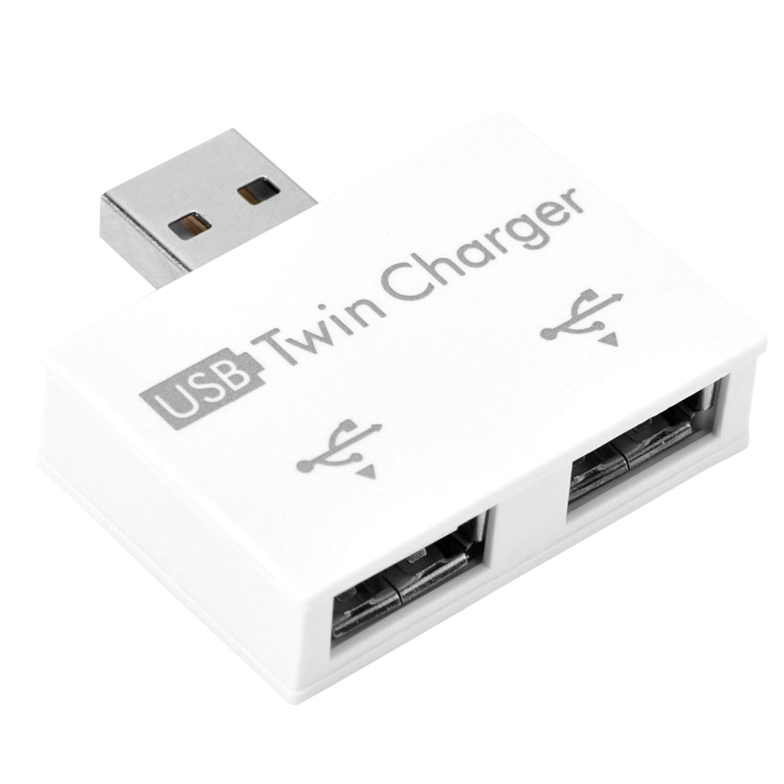 Mini USB Hub, 2 Port USB Twin Charger Splitter Adapter Kit, Suitable for Input and Output Voltage DC 5V, Aluminum Alloy + PC Small / Portable / Rugged / Durable Mini USB Hub for Charging(White) 1