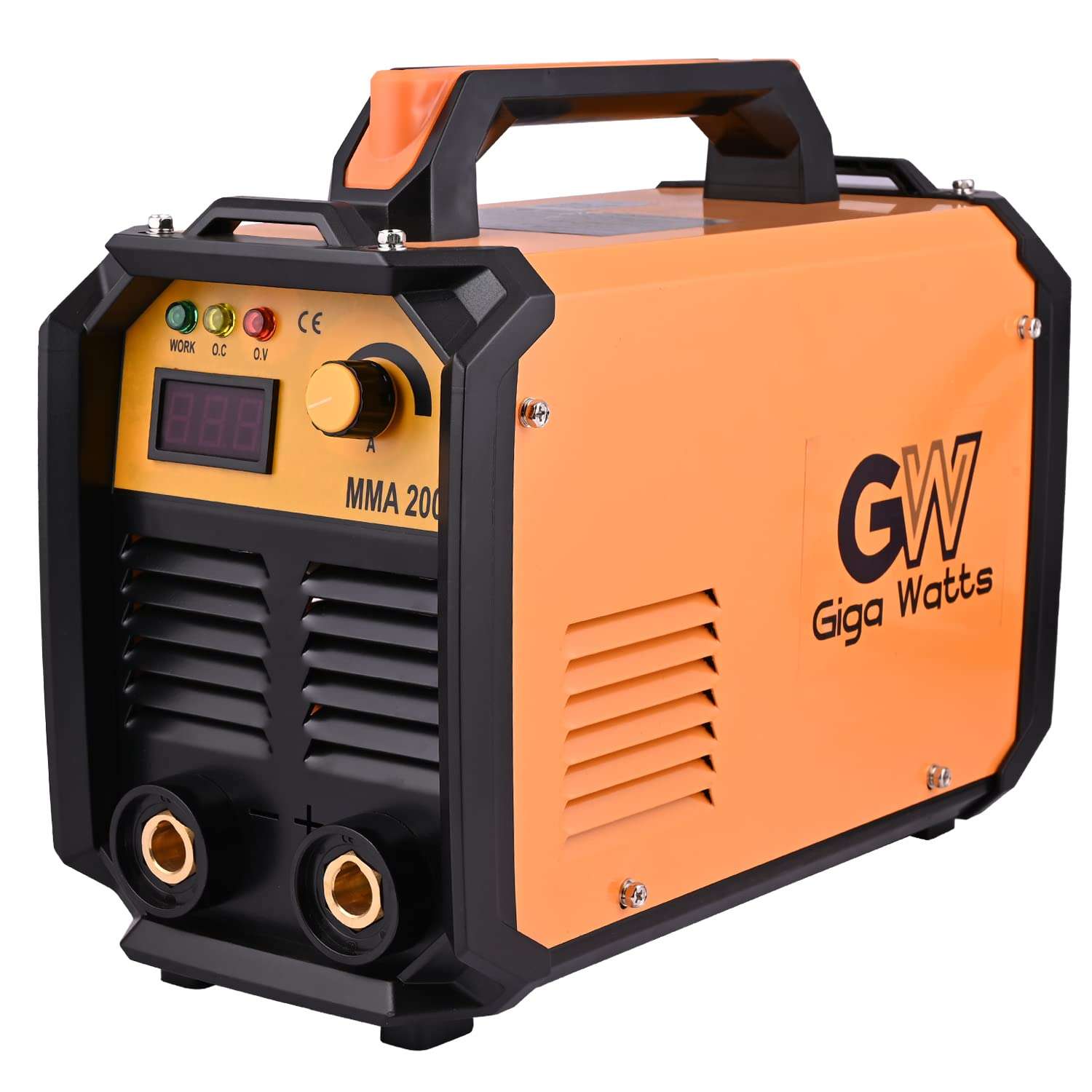 GIGAWATTS XLNT 200A O SIBIT Display Welding Machine Portable, Compact Design Welder, Anti-Stick Welder With Joint Quick Connectors, Plug Adapter & Socket (Orange & Black) 1