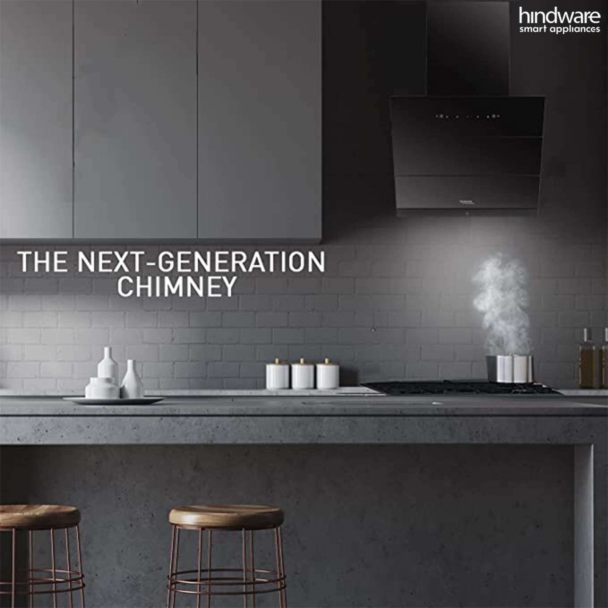 Hindware Skyla 90 cm 1350 m³/hr Auto-Clean Filterless Slant Kitchen Chimney (Touch Control, Black) 3