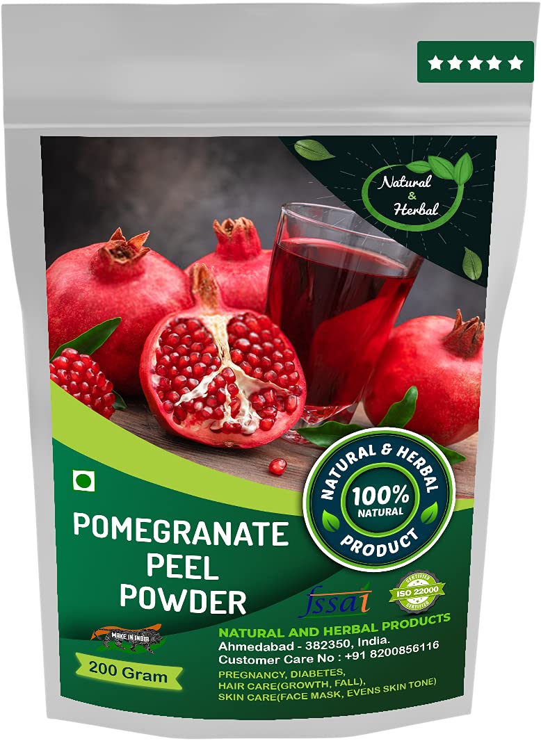 Natural and Herbal Products Pomegranate Peel Powder | Punica Granatum For Skin Care, Hair Care, 200Gram 1