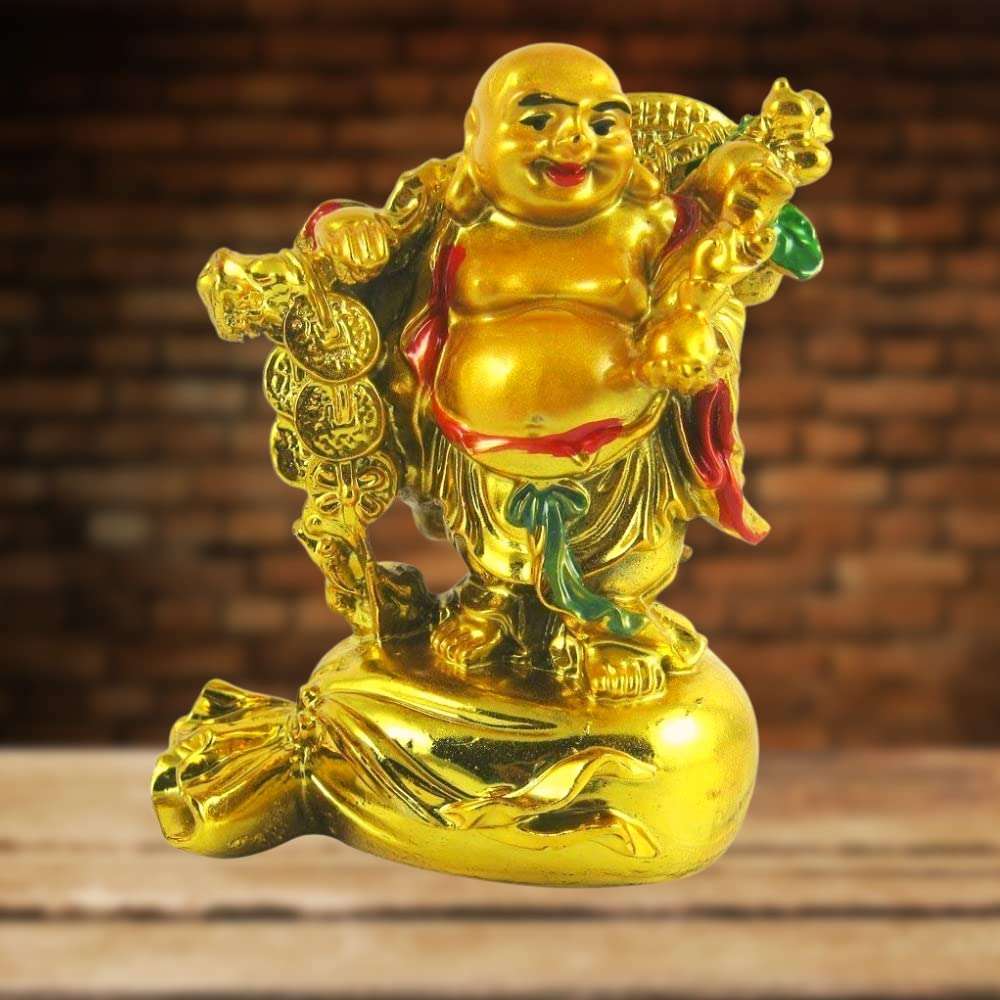 GJ All in One Multi Quality Laughing Buddha (Golden Color) 5