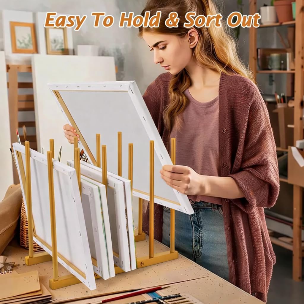 OGFC 57107 Art Storage Rack Painting Canvas , Metal Drawing Storage SHELF for Canvas Frame Organizing / Drawing Board (Golden) STAND 3