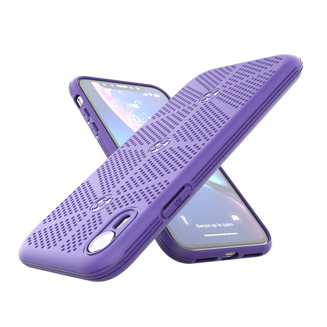 Rehty Cooling Phone Case Compatible with iPhone XR Case, TPU Phone Case Protective Cover Compatible with iPhone XR 6.1 Inch (2018)- Breathable/Heat Dissipation Case Purple 1