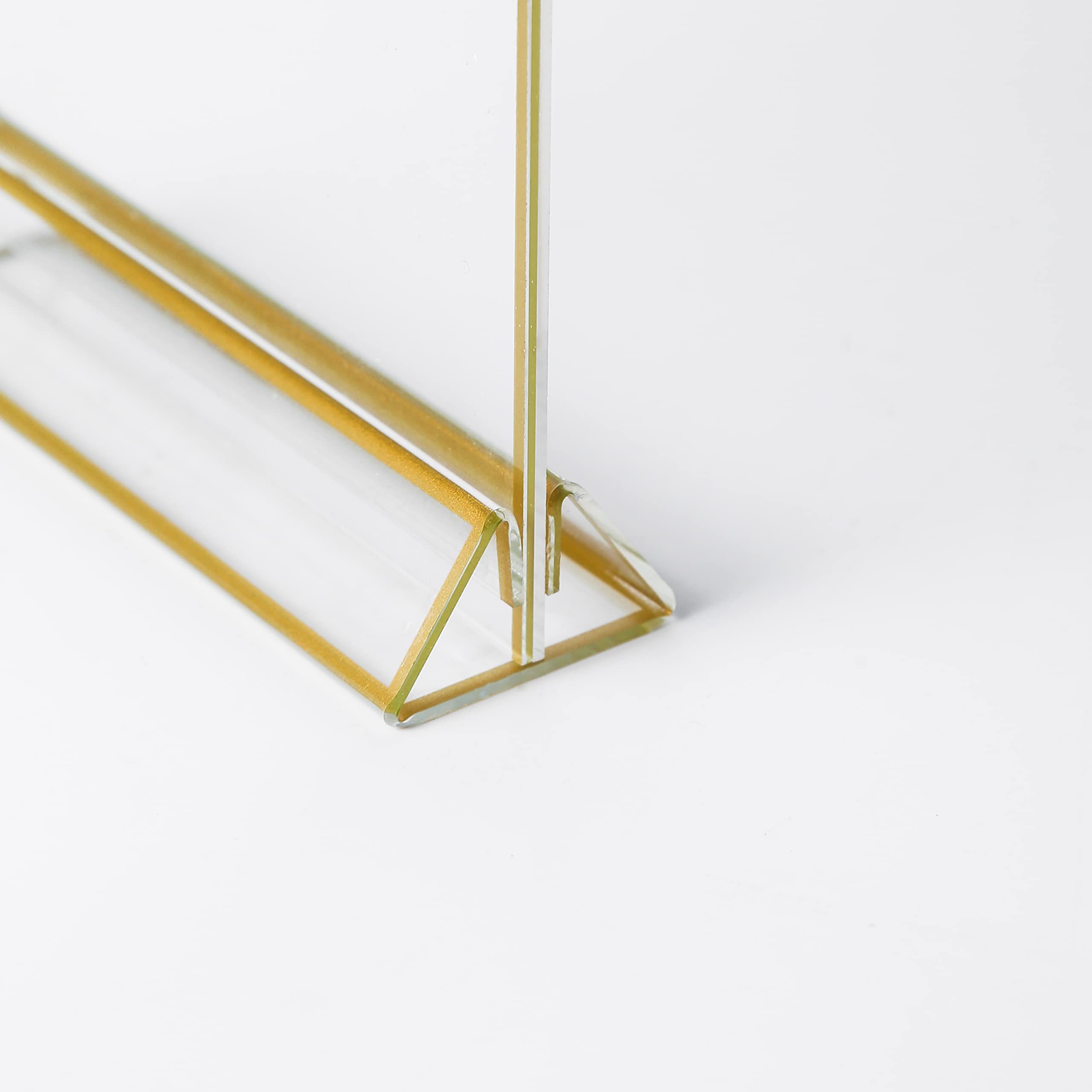 UNIQOOO Acrylic Sign Holders with Gold Border, Pack of 12 | 4x6 Double Sided Clear Frame | Perfect for Wedding Table Numbers, Photo Display, Restaurant Menu Food Sign, Promotion Ad 6