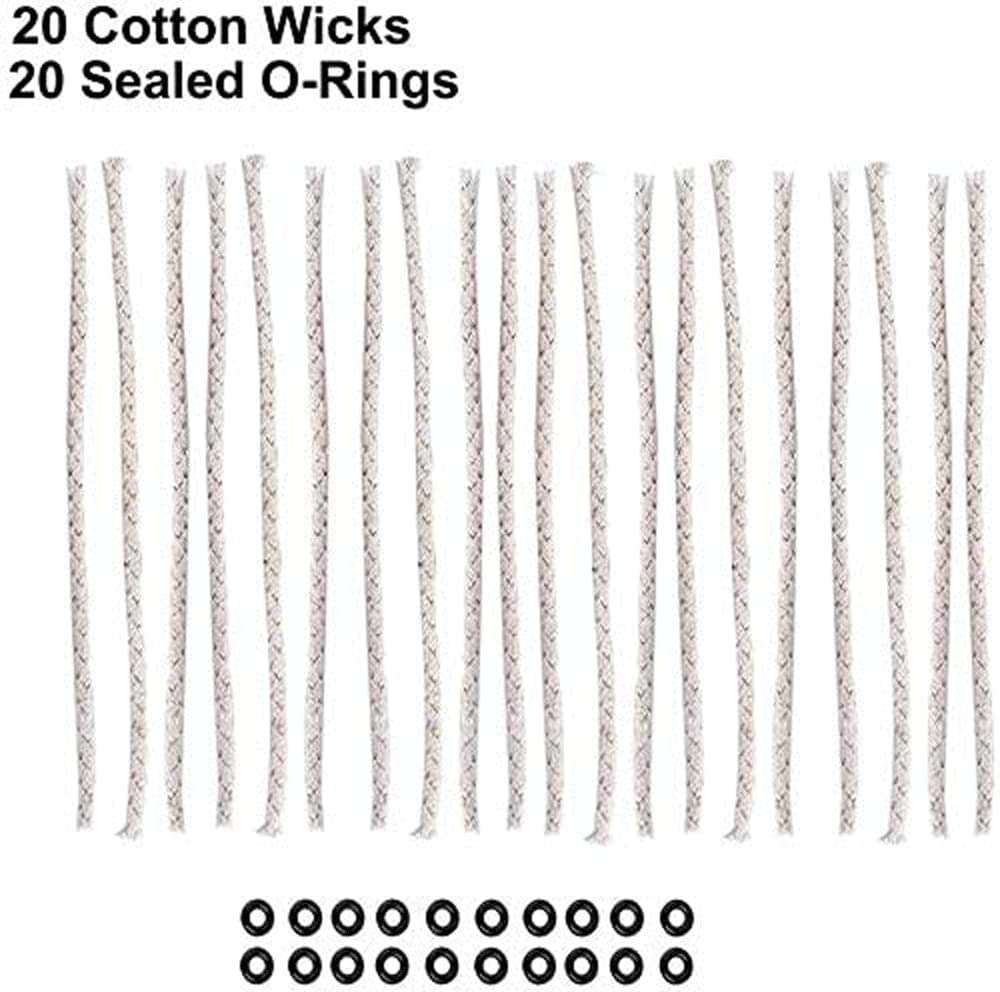 BOLLAER Permanent Match Lighter Cotton Wick Accessories, Replacement Wick for Metal Matches, Suitable for Emergency Rescue, Camping, with 20 Cotton Wick, 20 Rubber Ring 2