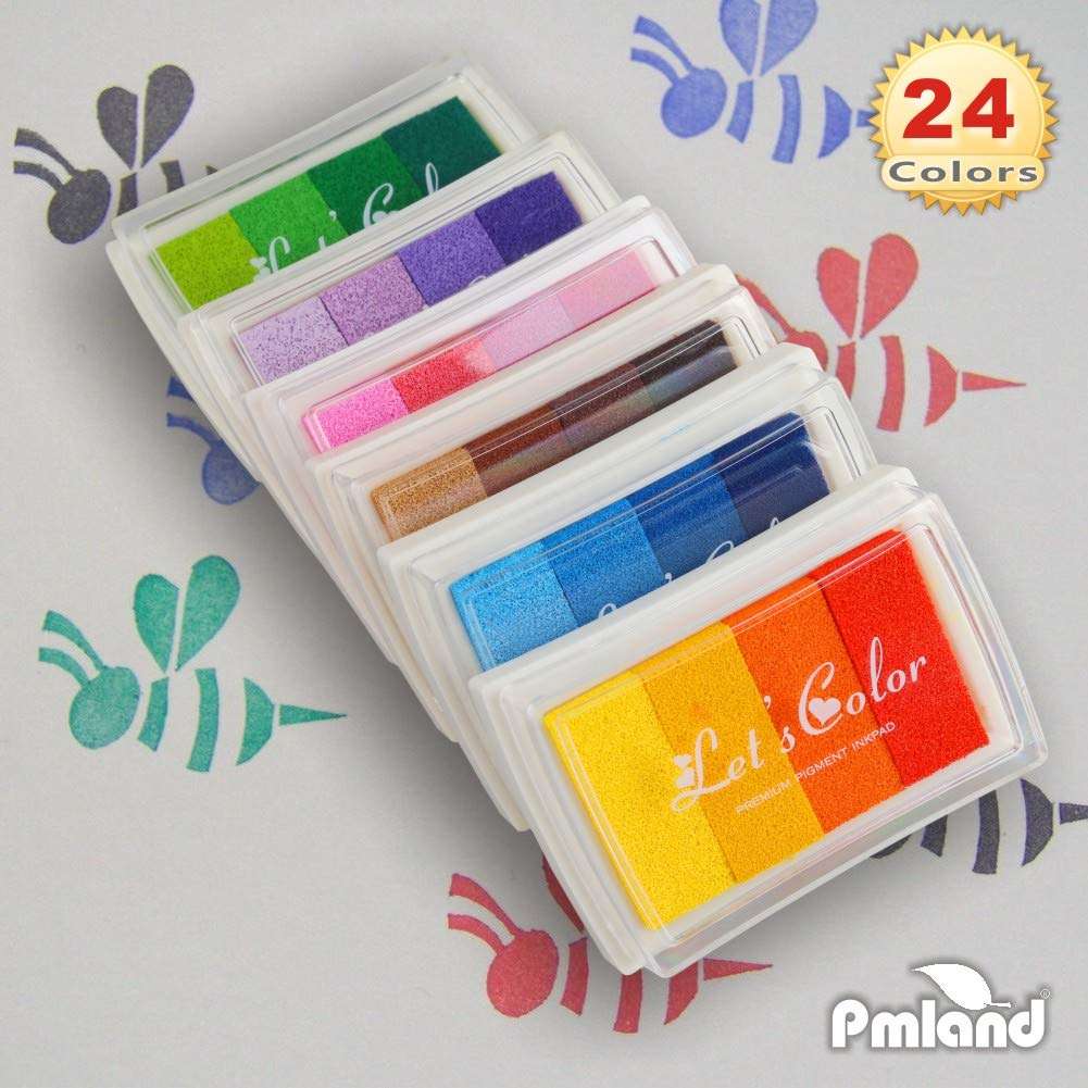 PMLAND Stamp Ink Pads for Craft, Stamp on Paper, Wood or Fabric, 24 Colors Assorted 5