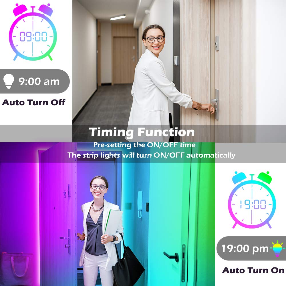 Led Strip Lights, 41ft/12m Long Smart Led Light Strips Music Sync 5050 RGB Color Changing Rope Lights,Bluetooth APP/IR Remote/Switch Box Control Led Lights for Bedroom,Home Decoration,Party,Festival 4