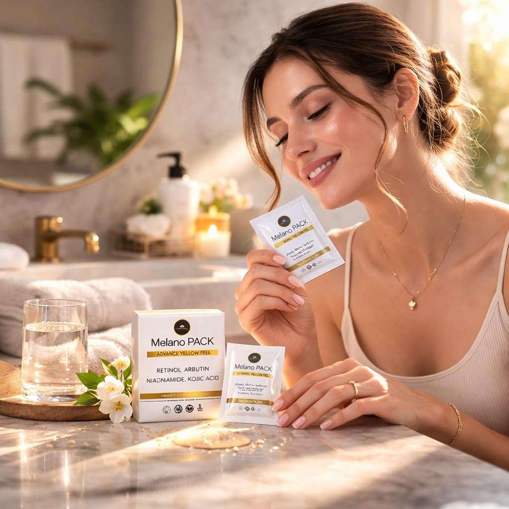 Melano Pack Advance Yellow Peel | Exfoliating & Brightening Facial Pack | Helps Improve Skin Radiance, Smoothness & Even Tone | Reduces Pigmentation | Single Session Pack - 2g (3 Sachets) 6