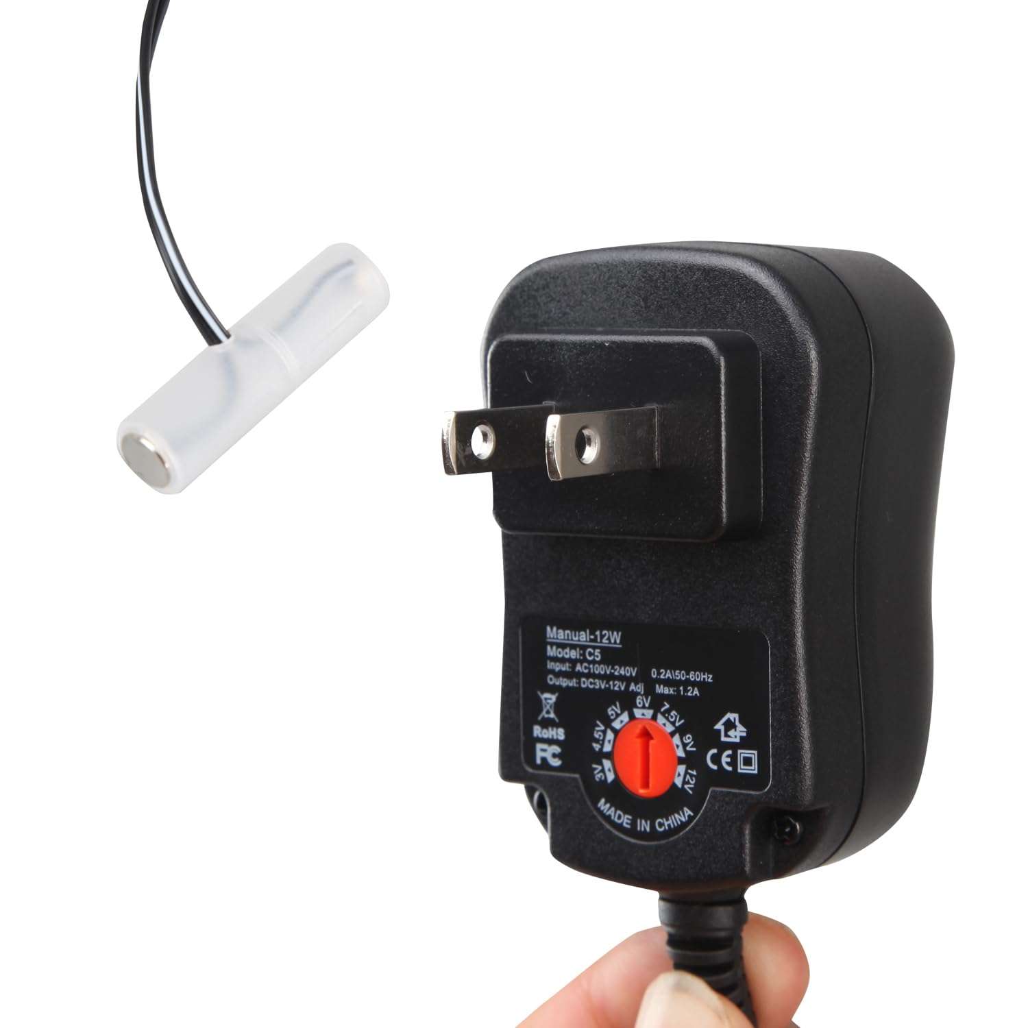 Universal Battery Eliminator Kit, 12W AC Power Supply Adapter with Adjustable Voltage, 7 Rechargeable Batteries Compatible Set (AA) 4