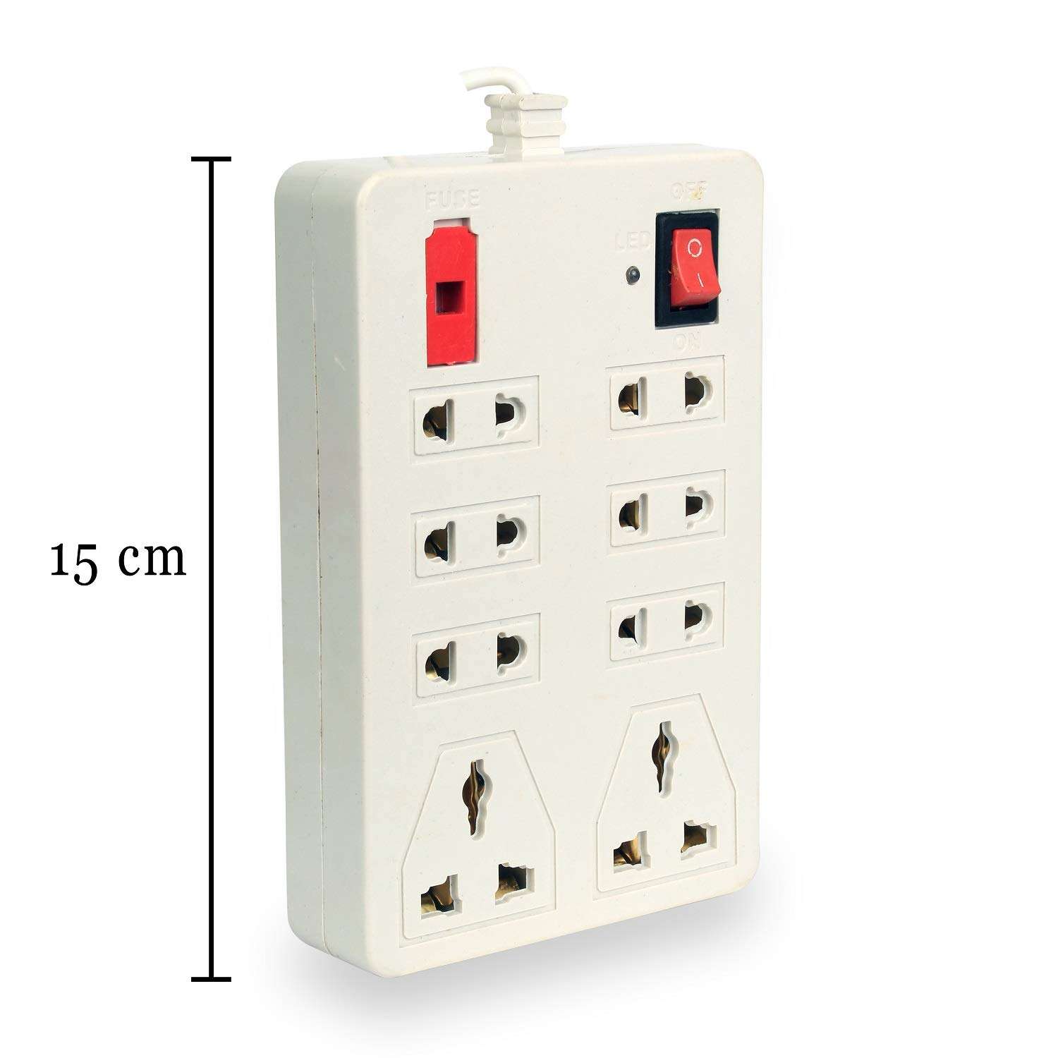 Elegant Casa Extension Board with 8 Socket 6 Amp,1 Switch Universal Cord with Copper and Fuse Indicator, Multi-Plug Power Strip 240 Volts 3