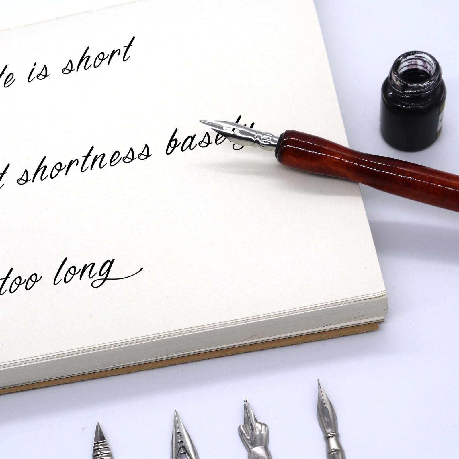 Kodrily Dip Pen Holder, Wood Nib Holder, 5Pcs Dip Pen Holder Comfortable Grip Dip Pens Holder 5.91in Pen Nib Holder Art Painting Nib Pen Comic Creation Cartooning Red Wood Color 4