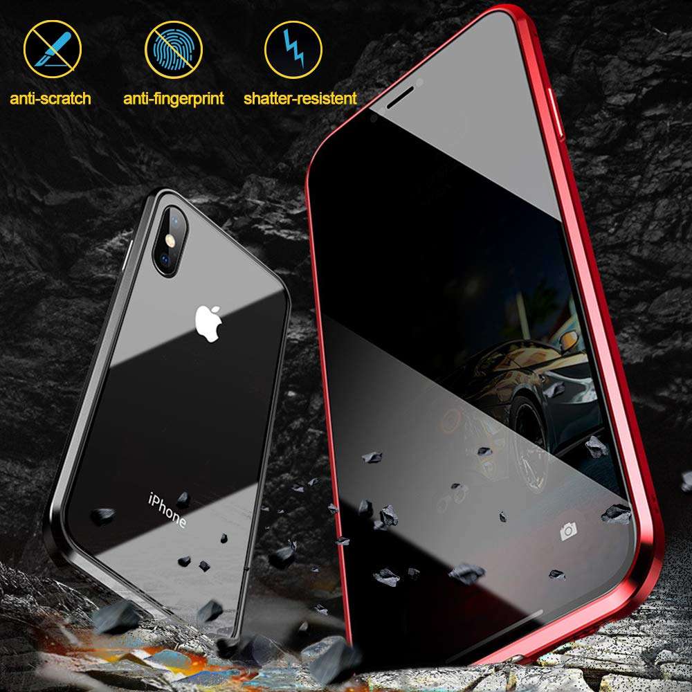 TraCa Magnetic Case for iPhone 11, Anti Peeping Magnetic Privacy Adsorption with Clear Double Sided Tempered Glass 360 Full Protective Compatible with Apple iPhone 11 Silver 5