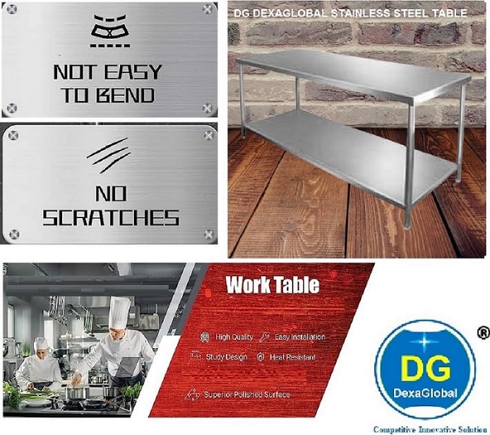 DG DEXAGLOBAL Stainless Steel Table with 3 Shelf Size (31 x 23 x 31 Inch)v5 5 Year Manufacturing Warranty 5