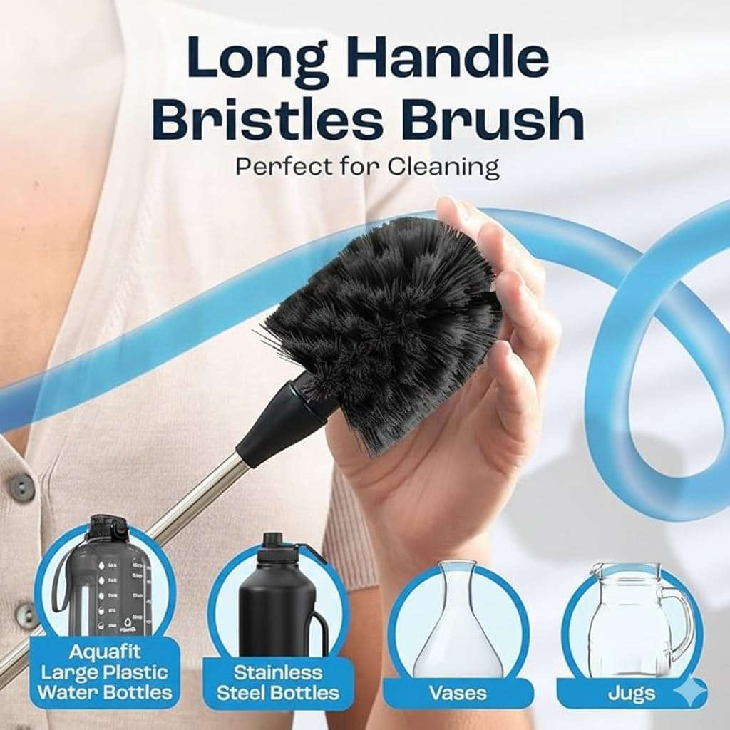 3Pcs Bottle Cleaner Brush Set, 15 inch Long Handle Washing Bottle Cleaning Brushes for Narrow Neck Water Bottles Tumblers Straws Coffee Mugs Sport Bottles Flasks and Thermos Lid Cup Brush 6