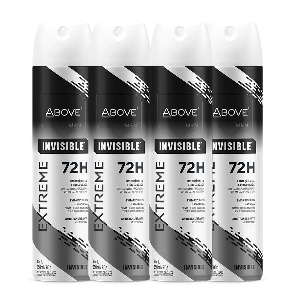 ABOVE Mens Deodorant Antiperspirant, 72 Hours (Extreme Men Invisible) -Protects Against Sweat & Body Odor - Dry, No Stain & Moisturizing Instant Freshness - Deodorant Spray, Alcohol Free - 3.17 oz 1