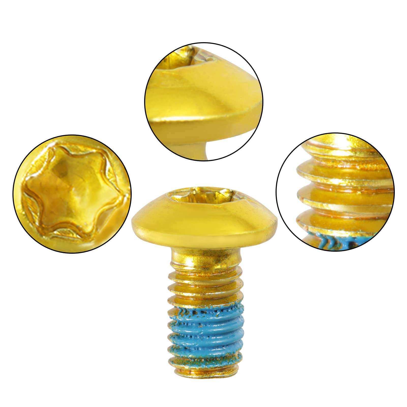 SPEEDWOX 12 Pcs Bicycle Rotor Screws, Disc Brake Rotor Bolts M5x10mm, MTB Rotor Bolts Gold with T25 Star Wrench for Road Bike 4