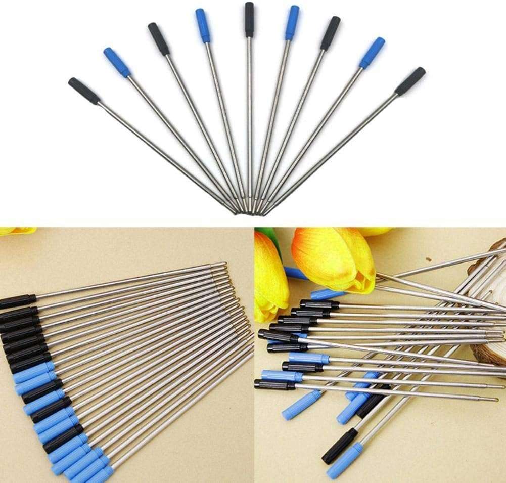 10Pcs Black Ink Ballpoint Metal Pen Refill 1.0mm Length 11.6cm and Short Steel Blue Replacement V8B4 Re Pen Refill Office Supplies Writing and Correction Supplies 3