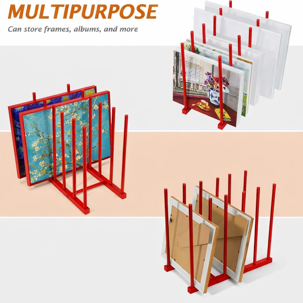 OGFC 57108 Art Storage Rack Painting Canvas , Metal Drawing Storage SHELF for Canvas Frame Organizing / Drawing Board (Red) STAND 5