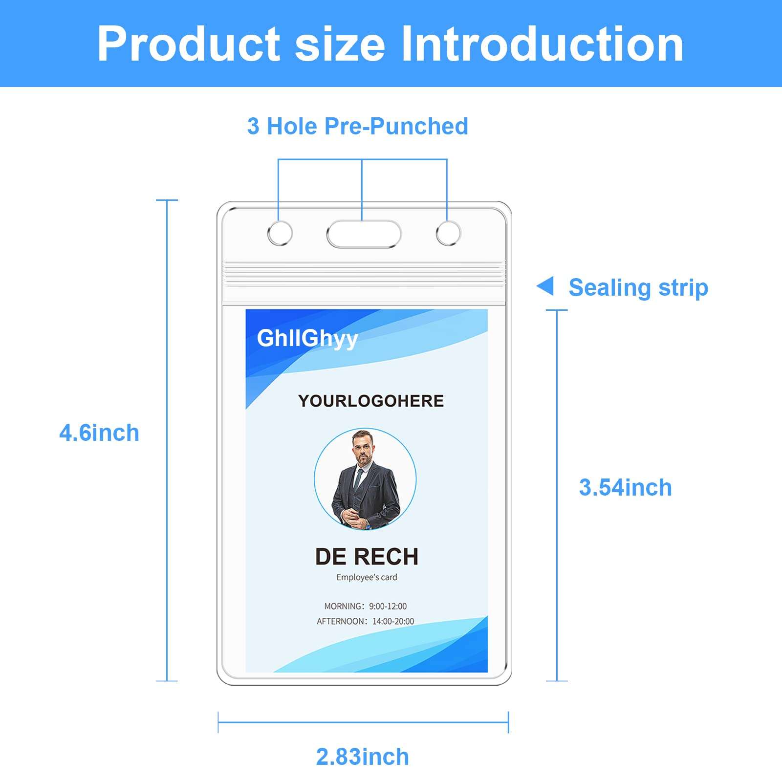 50 PCS Vertical Transparent Id Badge Holders,PVC Card Holder,Sealable Waterproof Zip Type Plastic Protector Holder,2.83x4.6 Inch Business Id Card Holder (50) 3