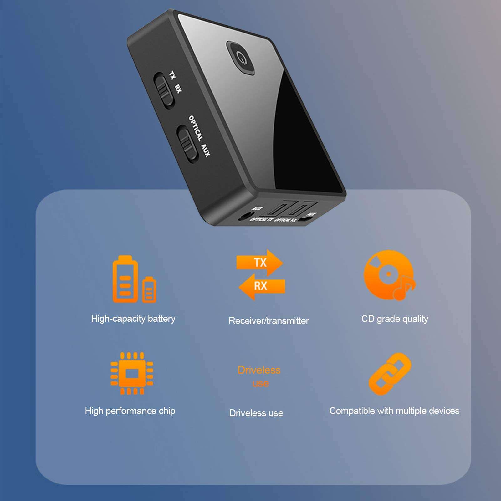 Bluetooth Transmitter Receiver AUX 3.5mm Audio Adapter Plug and Play Mini Portable 3.5mm Jack Wireless Bluetooth Transmitter/Receiver for TV/PC/Smartphone/Car 4