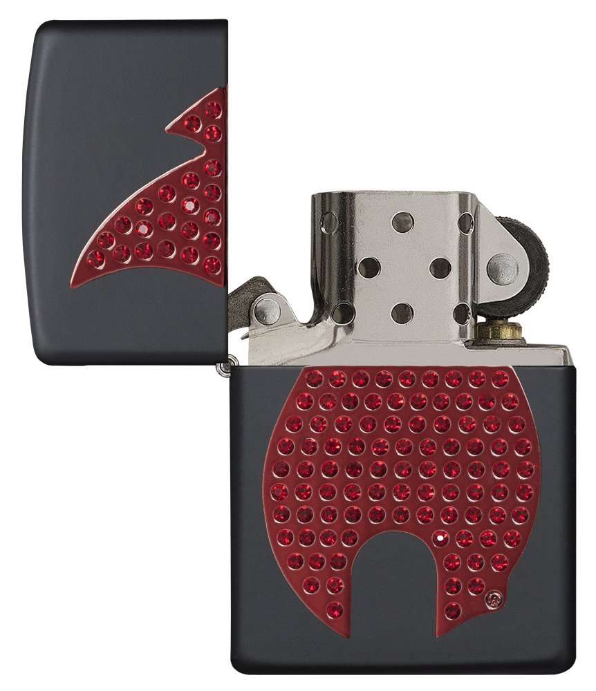 Zippo Red Flame Emblem Pocket Lighter, Black Matte 4