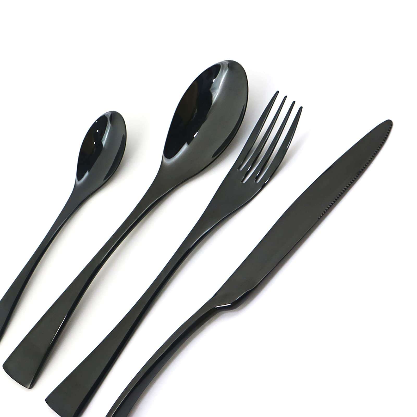 JANKNG 4-piece Mirror Black 18/10 Stainless Steel Dinner Knives, 9.96 Inches 6