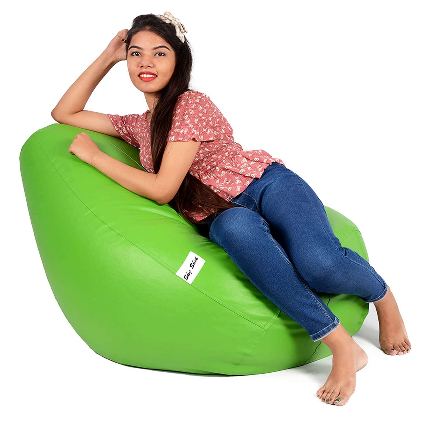 Skyshot Classic Teardrop Shape Bean Bag Cover Without Beans (XXXL, Green) 3