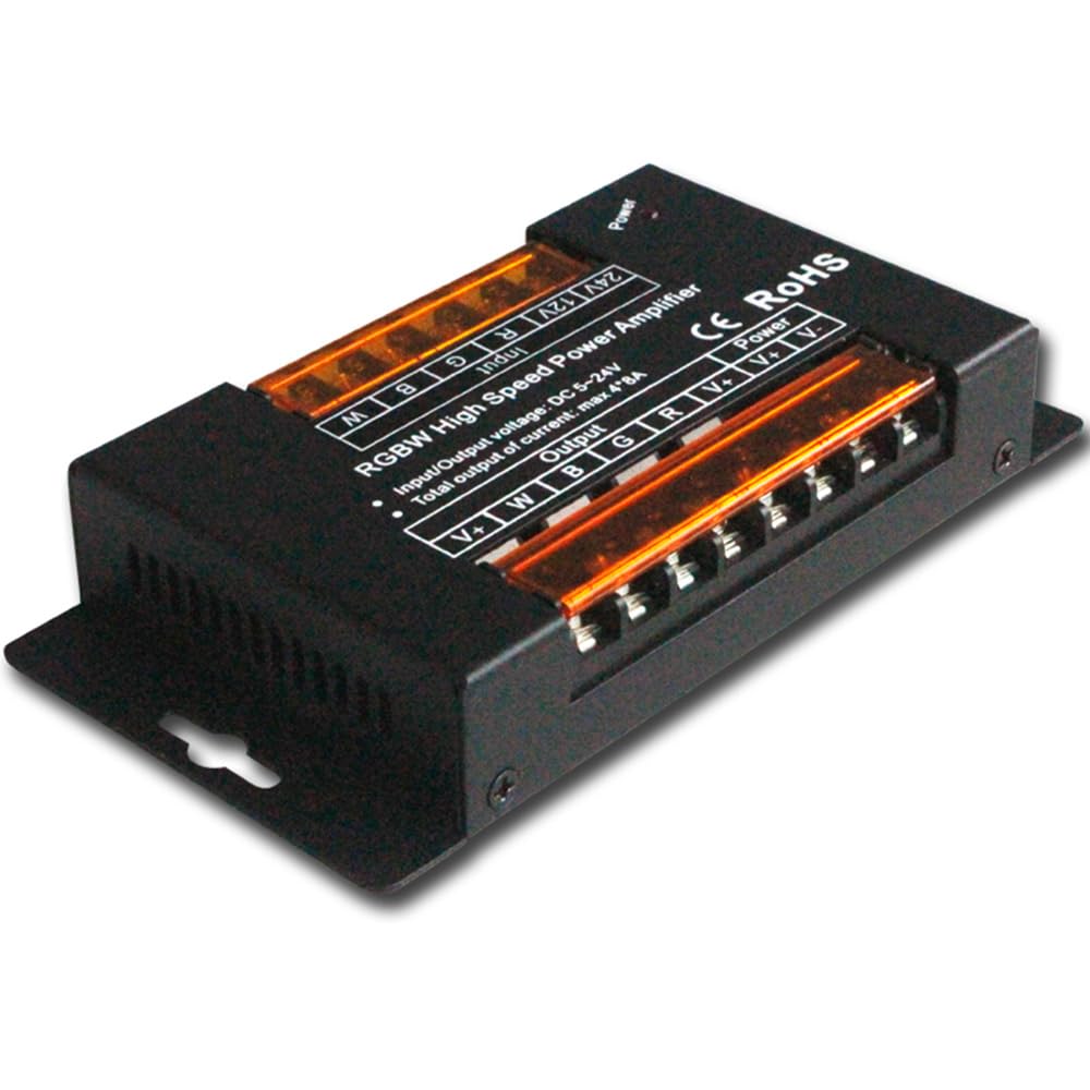 RGBW High-Speed Amplifier Repeater, 32A PWM Signal 4CH Channels for 5050 2835 RGBW LED Light Strips, DC5-24V for Long Distance Lighting Projects 1