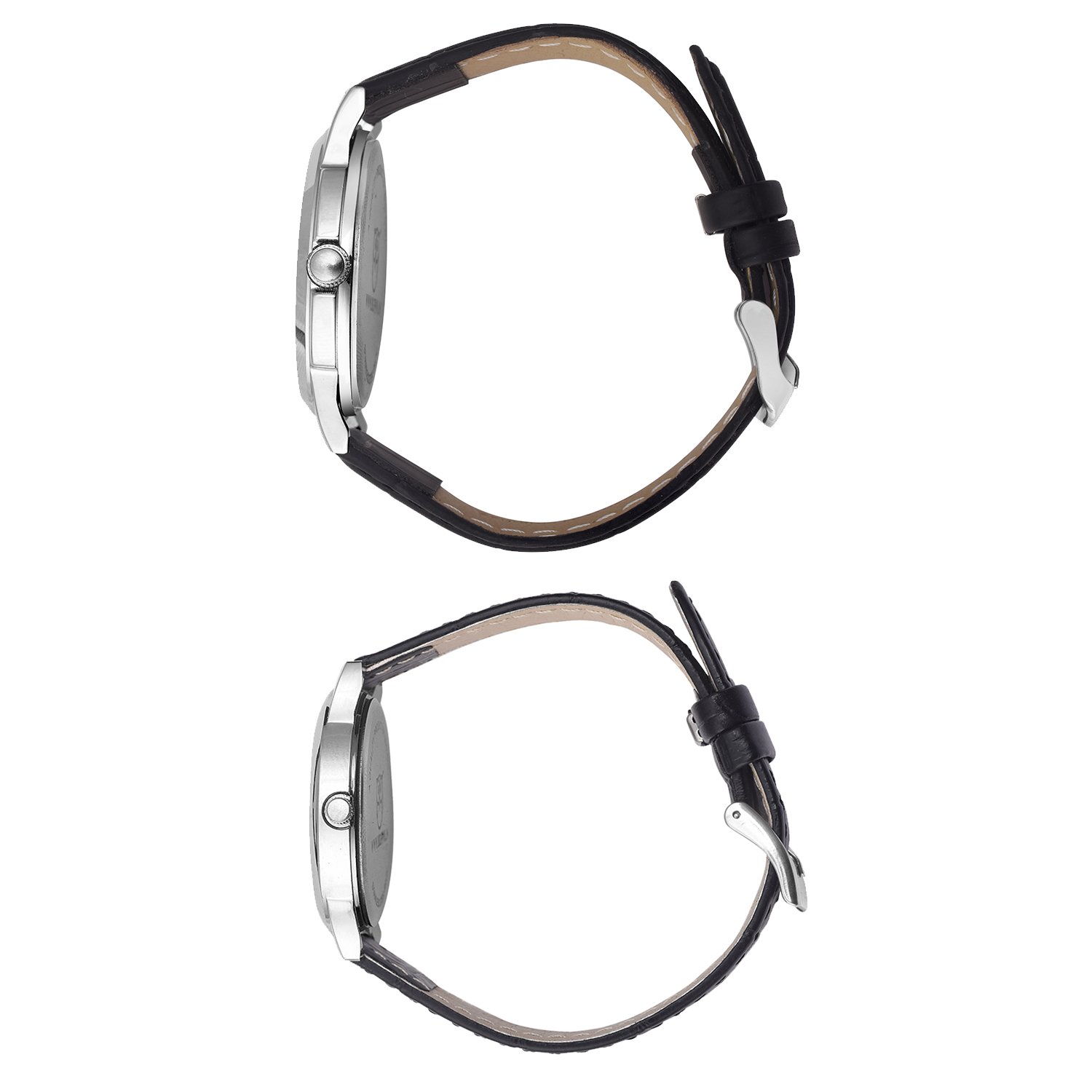 BIGOWL Unisex Leather Analogue Quartz Couple Combo Watches (Multicolour Dial 4