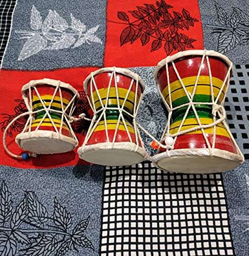 Delux Wood Carver Wooden Handmade Printing DAMRU Set of 3 3