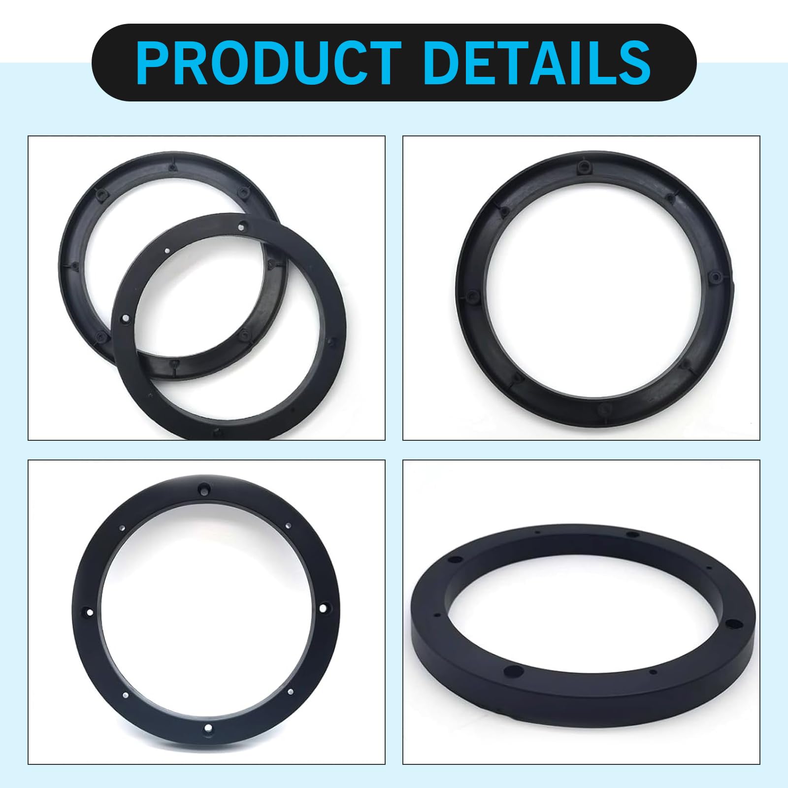 Arwrilt 2 PCS Car Speaker Spacer Adaptor Ring, 6.5" Door Speaker Mounting Gasket, ABS Speaker Spacers, Shockproof Audio Modified Tool Accessories, Universal for Most Cars (Black) 4