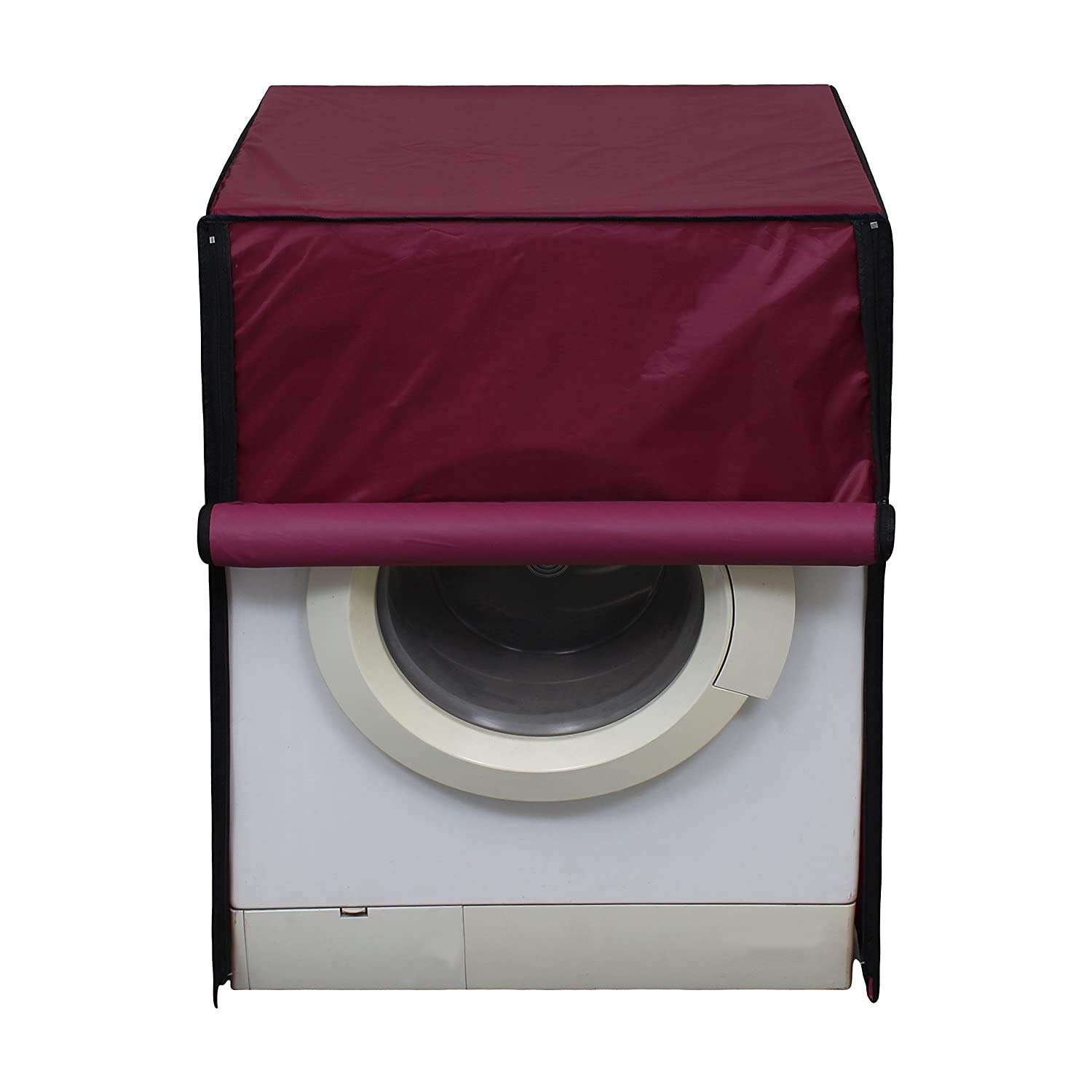 Amazon Brand - Solimo PVC Water Resistant Front Load Fully Automatic Washing Machine Cover, Maroon 1